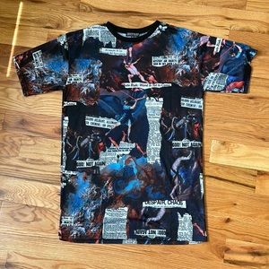 Dolls Kill Tales of Chaos newspaper print oversized t shirt dress size XS